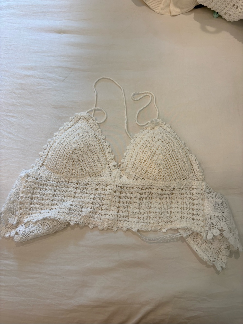 Women's White Crochet Bralette Crop Top